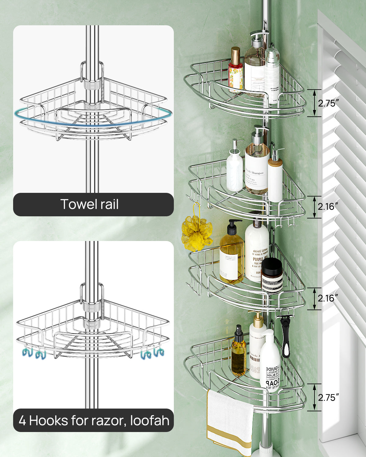 EZ01 Shower caddy Tension Pole