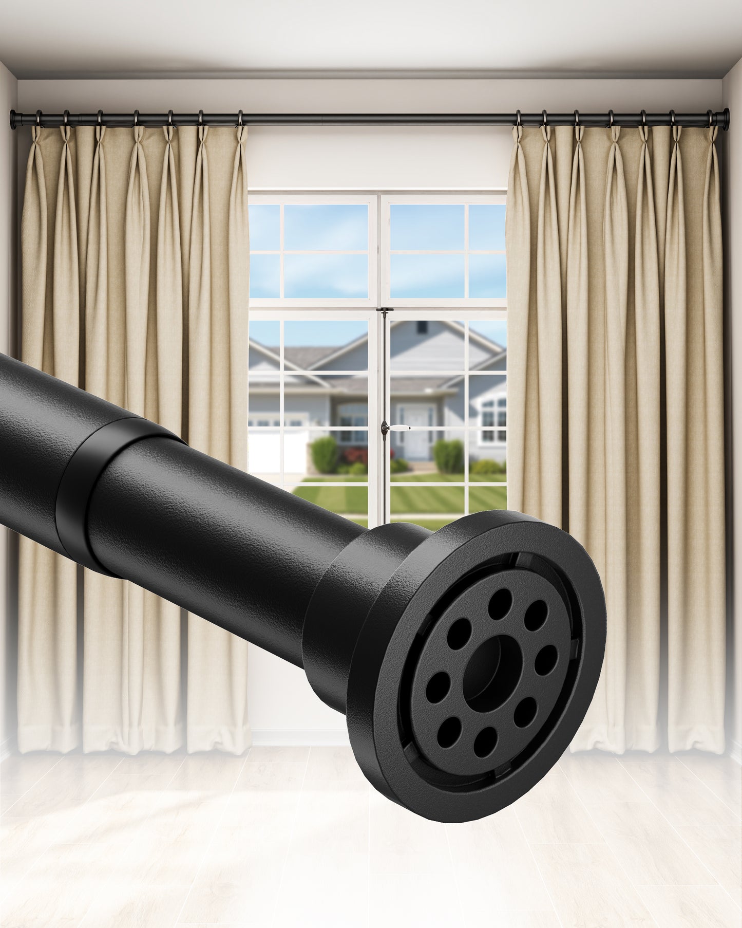 EZ03L Tension Curtain Rods for Windows, 42 to 123 Inches