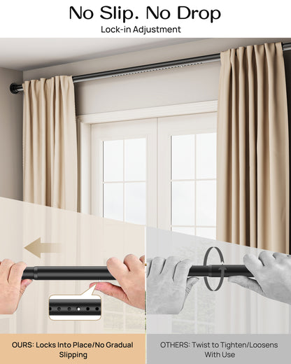 EZ06L Tension Curtain Rod by EZFurni, 82 to 123 Inch