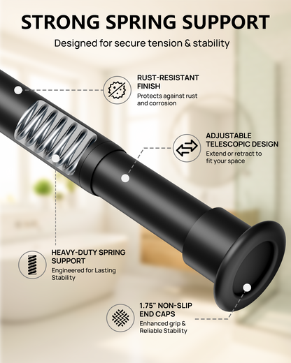 EZ02M Tension Curtain Rod, 35 to 76 Inches