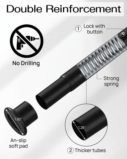 EZ02L Tension Curtain Rod, 42 to 123 Inches