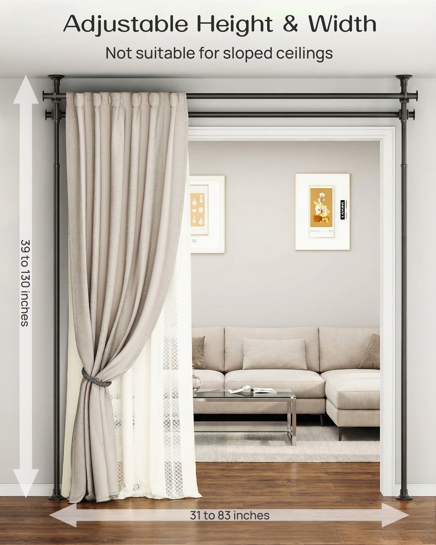 EZ05 Tension Curtain Rod For Windows,2+2