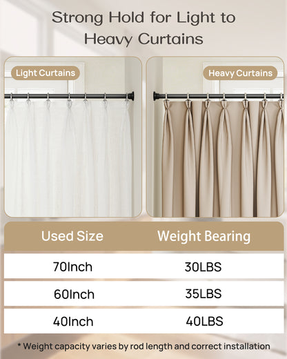EZ03M Heavy Duty Tension Curtain Rod by EZFurni,35 to 76 Inches