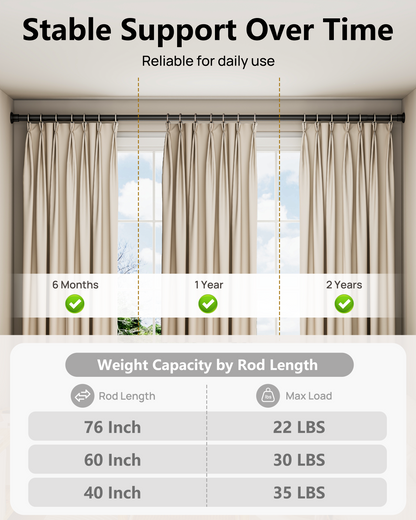 EZ02M Tension Curtain Rod, 35 to 76 Inches