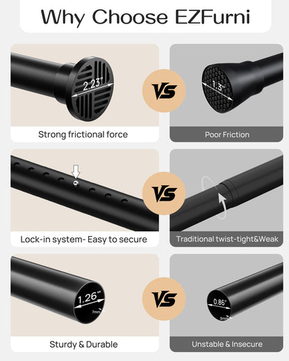 EZ06L Tension Curtain Rod by EZFurni, 82 to 123 Inch