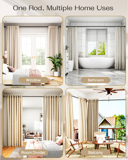 EZ03L Tension Curtain Rods for Windows, 42 to 123 Inches