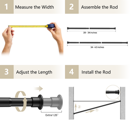 EZ02S Tension Curtain Rod, 28 to 43 Inches
