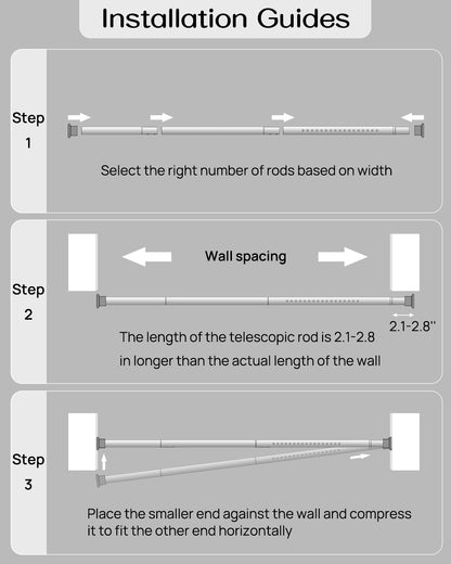 EZ02L Tension Curtain Rod, 42 to 123 Inches