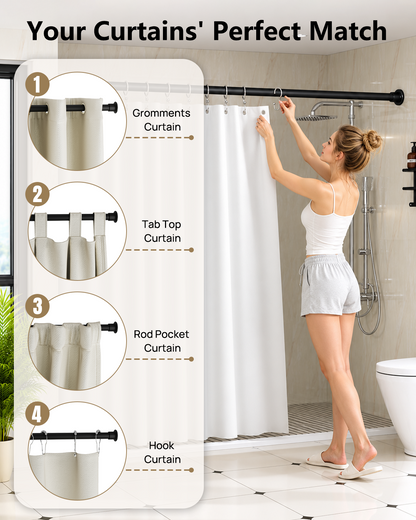 EZ02M Tension Curtain Rod, 35 to 76 Inches
