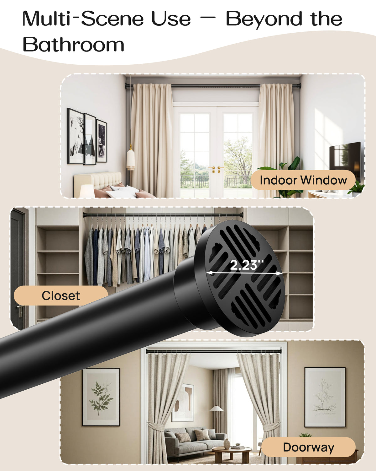 EZ06M Tension Curtain Rod by EZFurni, 42 to 82 Inch