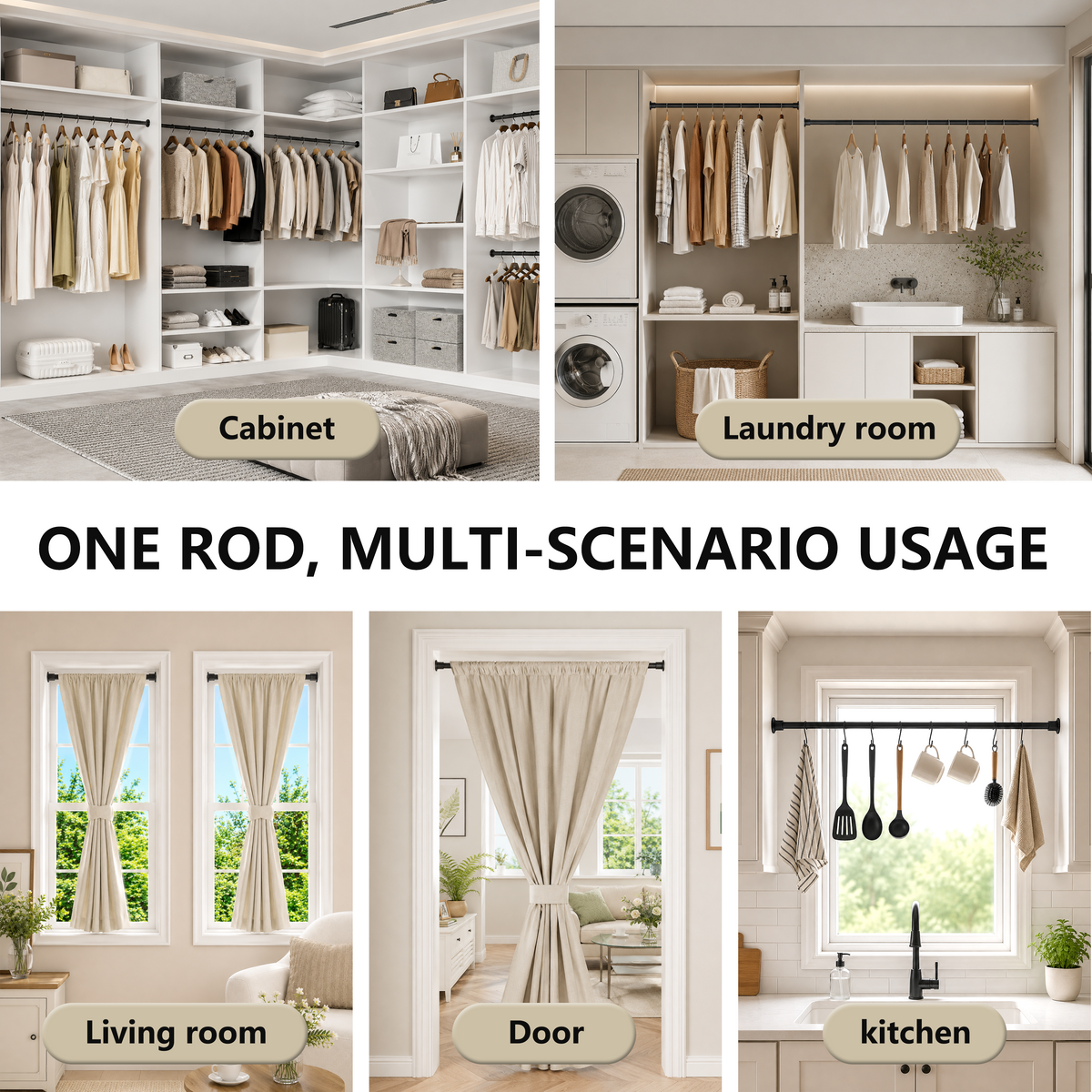 EZ02S Tension Curtain Rod, 28 to 43 Inches