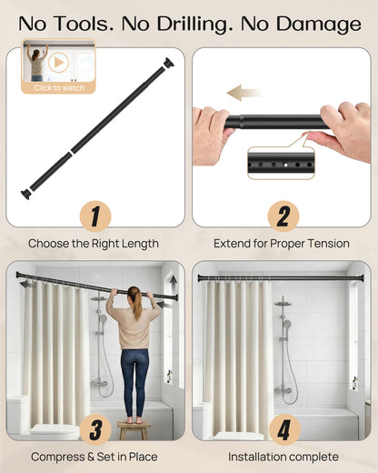 EZ06M Tension Curtain Rod by EZFurni, 42 to 82 Inch