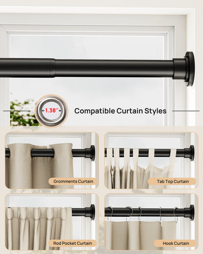 EZ06L Tension Curtain Rod by EZFurni, 82 to 123 Inch