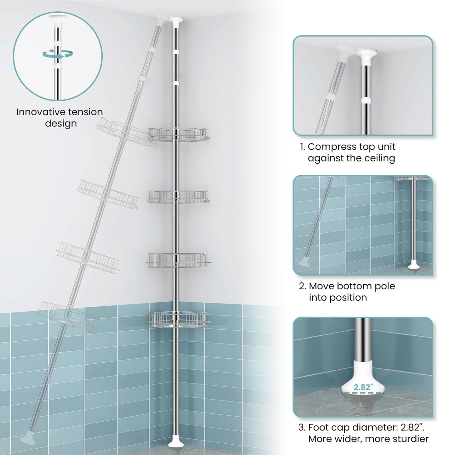 EZ01 Shower caddy Tension Pole